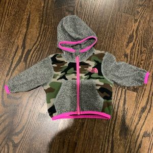 North Face Fleece Zip Up Hoodie, 0-3 months